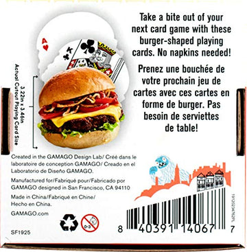 Gamago Hamburger Playing Cards - Hamburger Shaped Deck Of Cards To Play Your Favorite Card Games For Birthdays, Stocking Stuffer