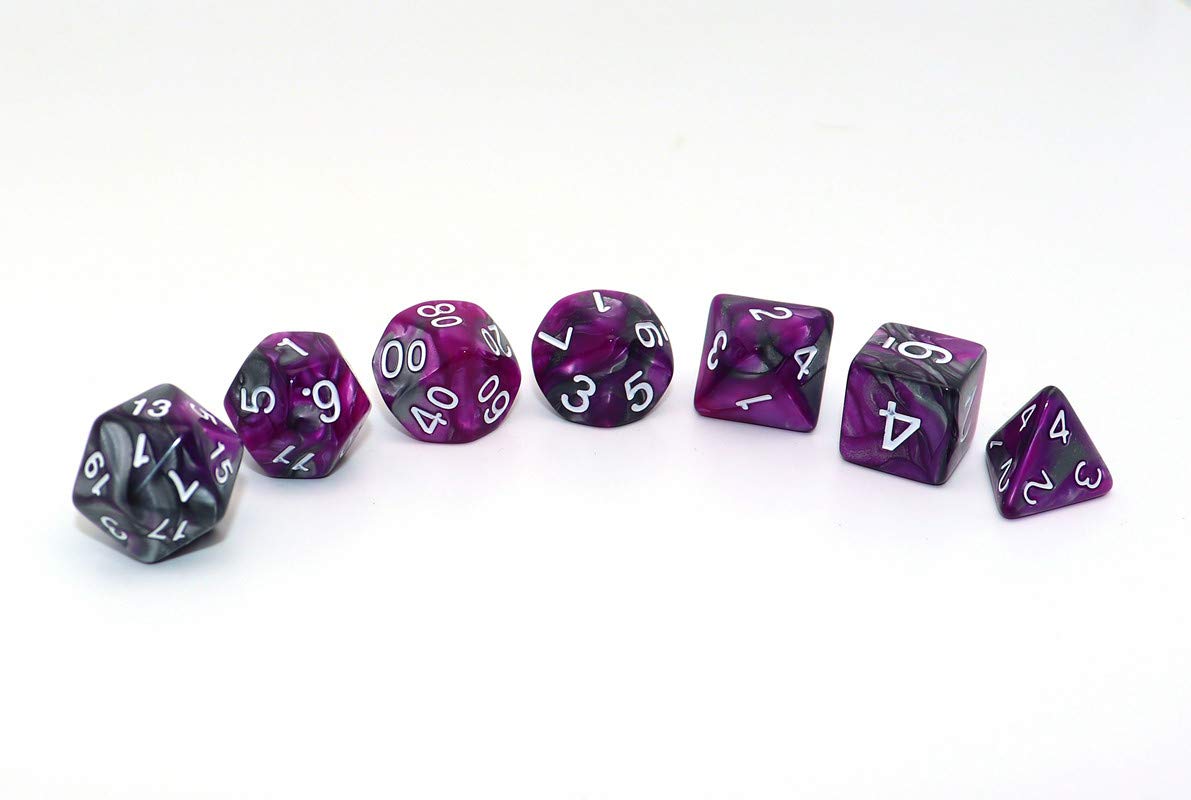 CREEBUY DND Dice RPG Polyhedral Dice Set for Dungeon and Dragons MTG Role Playing Games Dice Set(Purple & Silver)