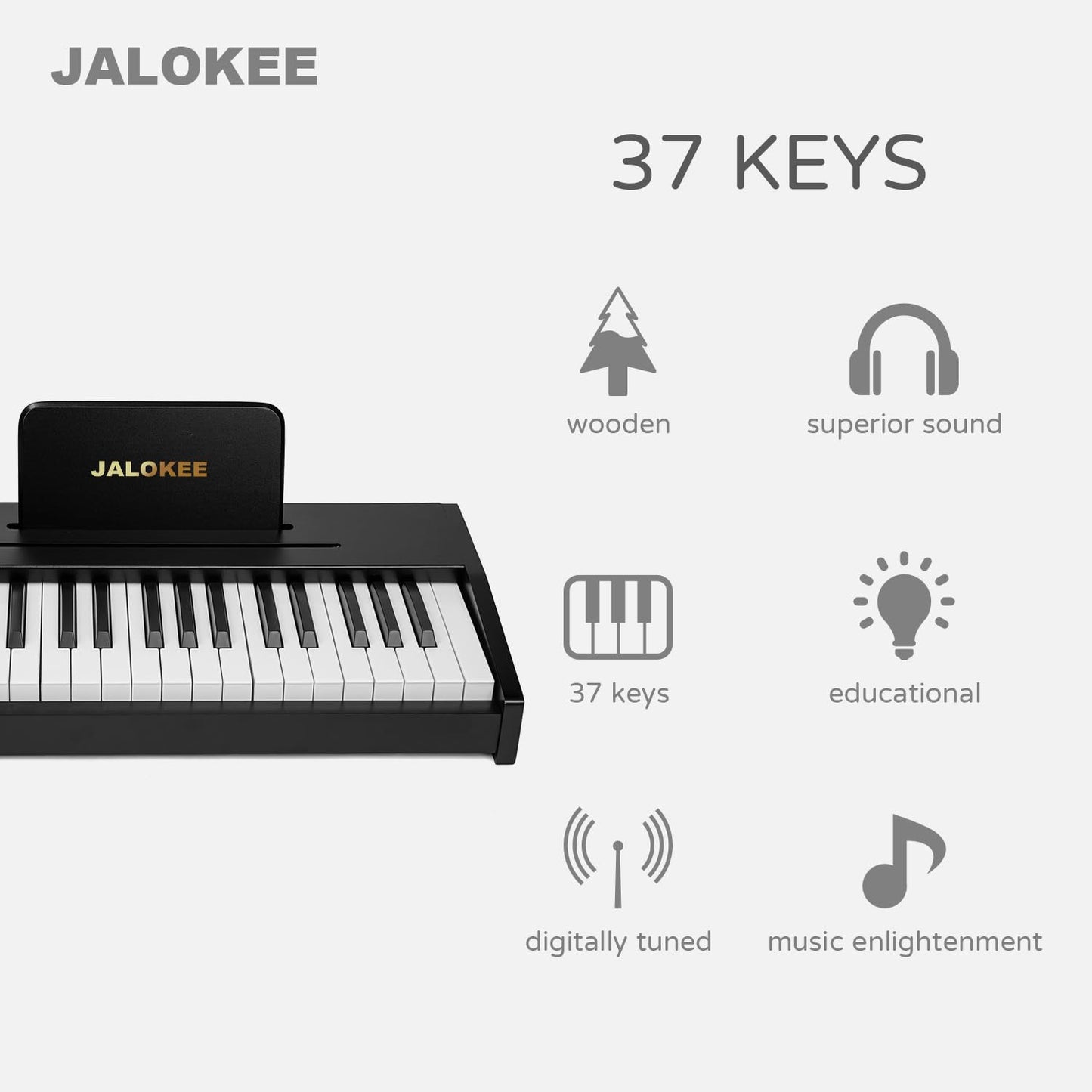 Jalokee Kids Piano Keyboard, 37 Keys Digital Piano For Kids, Music Educational Instrument Toy, Wood Piano For 3+ Girls And Boys