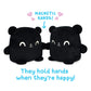 Teeturtle - Plushmates - Magnetic Reversible Plushies That Hold Hands When Happy - Black Bear - Huggable And Soft Sensory Fidget