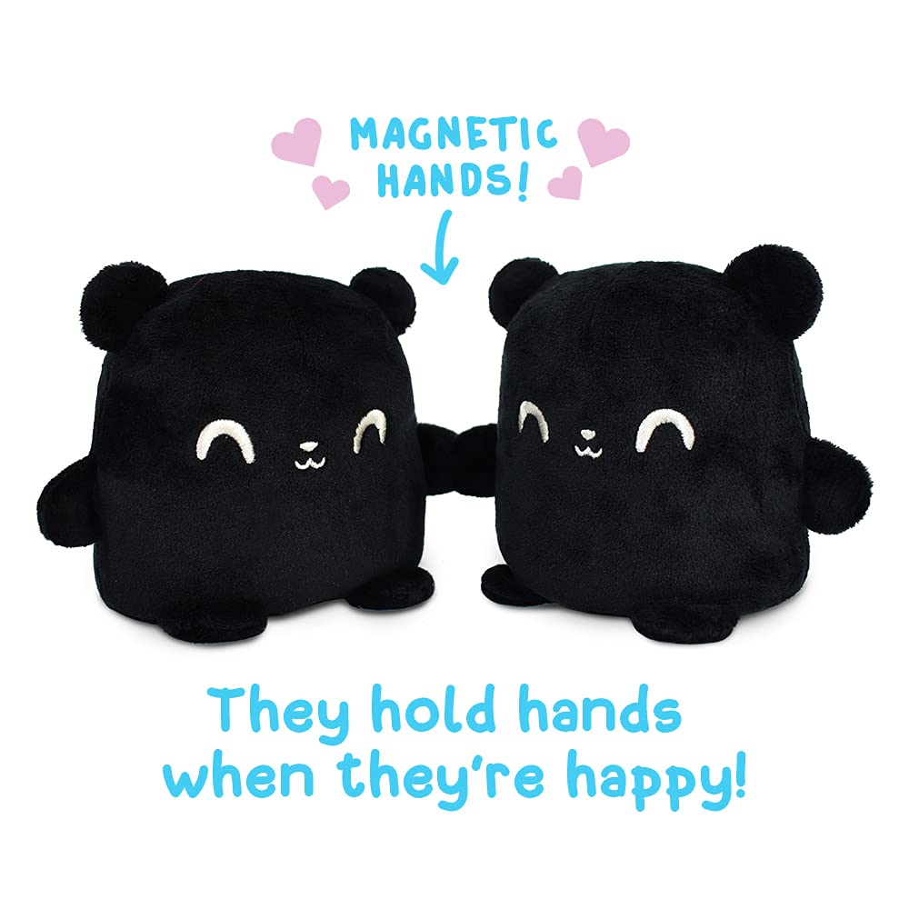 Teeturtle - Plushmates - Magnetic Reversible Plushies That Hold Hands When Happy - Black Bear - Huggable And Soft Sensory Fidget