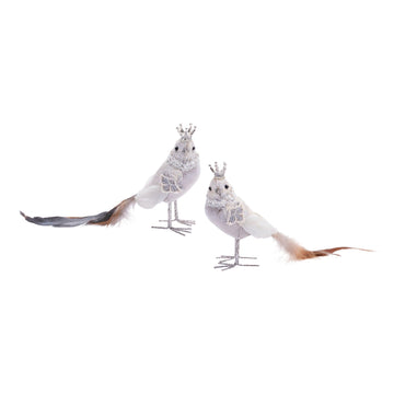 Melrose Jeweled Royal Bird Christmas Figurine - 9' - White - Set Of 6