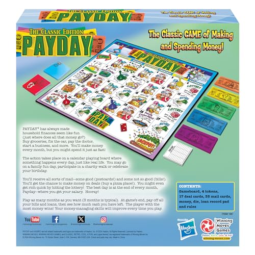 Winning Moves Pay Day Game - 2-4 Players, Ages 8+, Multicolor, 2.1 x 8.6 x 17.1 inches, Model 1087, Fun