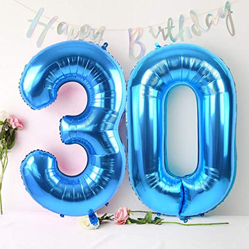 Toniful 40 Inch Blue Large Numbers Balloon Birthday Party Decorations, Foil Mylar Big Number Balloon Digital 18 For 18Th Birthda