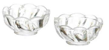 Dollhouse Miniature Set of 2 Fluted Candy Dishes in Clear