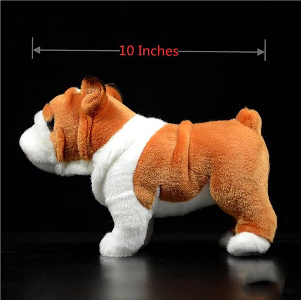 Tiny Heart Simulation British Bulldog Puppy Stuffed Animal 10Inch, Soft British Bulldog Plush Toy Boys Girls Gifts Room Decor