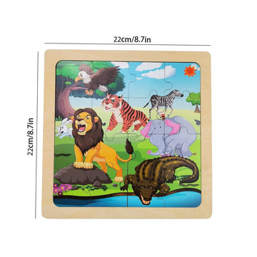 Wooden Jigsaw Puzzle Set Of 3 Pcs, Farm Jungle And Sea Animals Level Up Puzzles Difficulty From 9 Pcs To 16 Pcs 25 Pcs Education