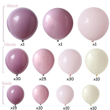 Pink And Purple Balloon Arch Kit 143Pcs Dusty Purple Lavender Pastel Macaron Pink Balloons For Girls Birthday Baby Shower Weddin