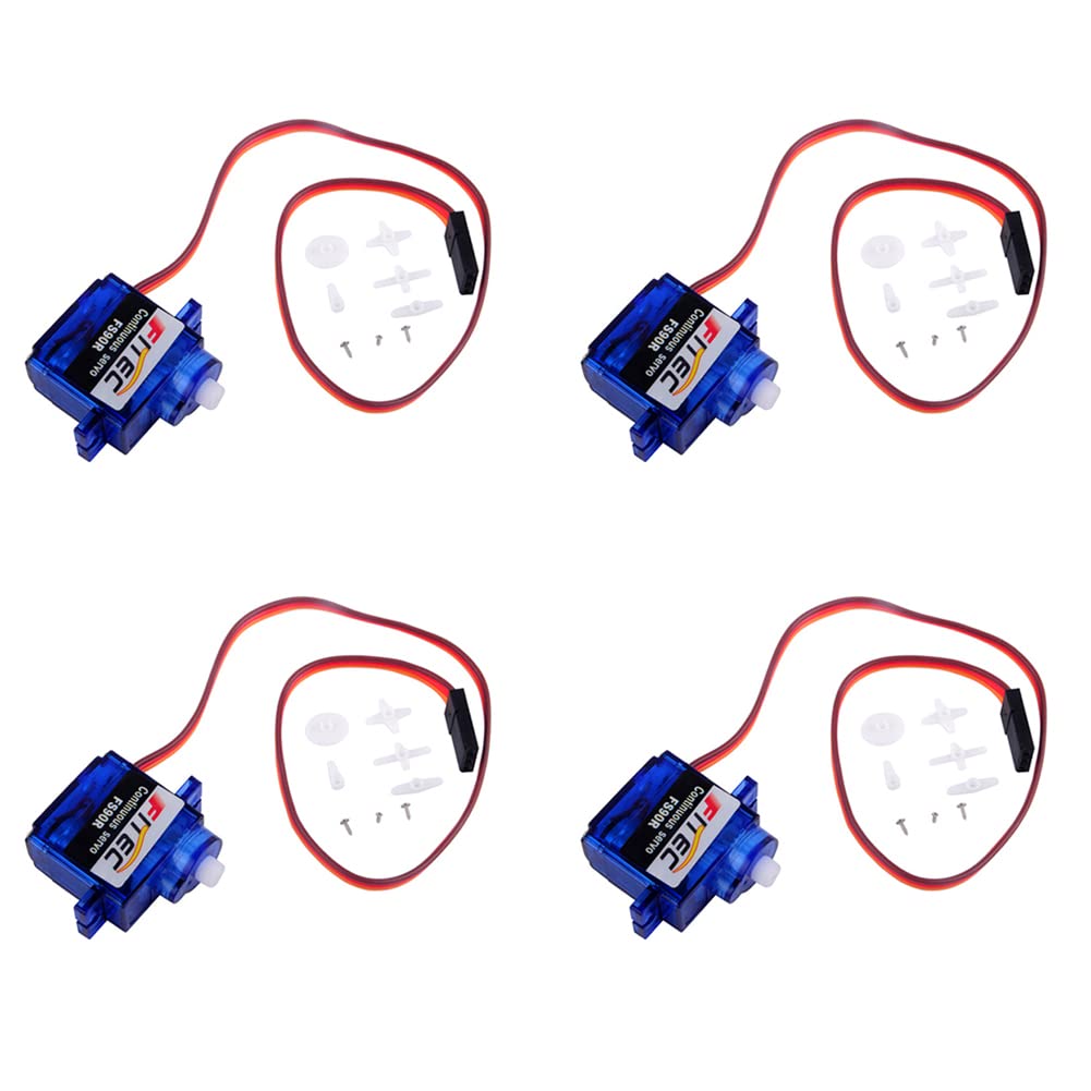 DIYmalls Feetech FS90R Continuous Rotation Micro RC Servo 360 Motor Analog 6V for Arduino Microbit (Pack of 4)
