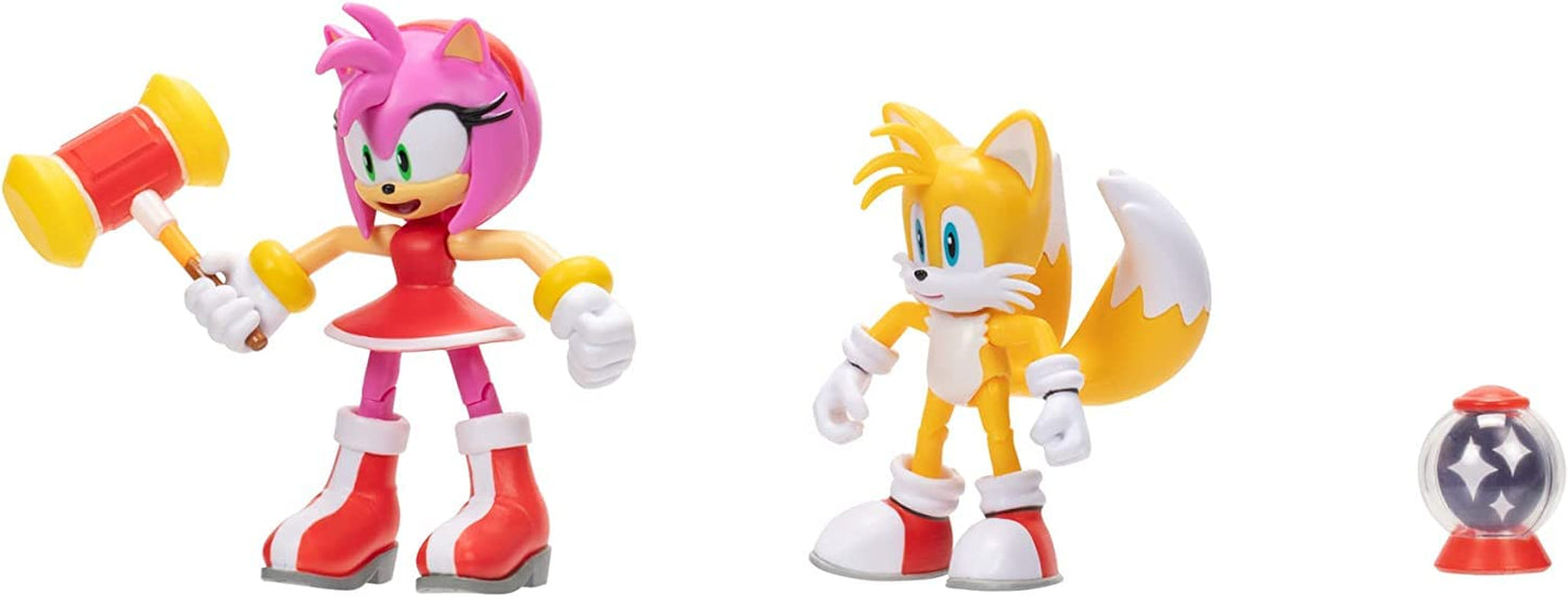 Sonic The Hedgehog Sonic 4'' Action Figure 2 Pack - Modern Tails & Modern Amy