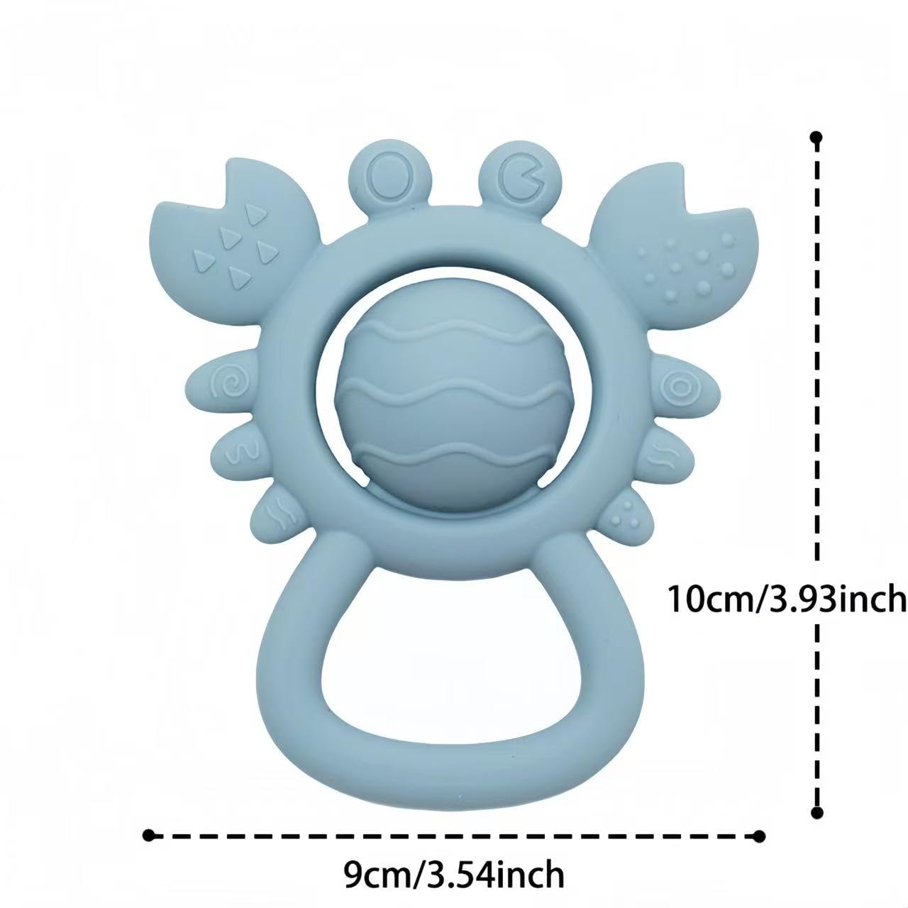 Baby Teething Toys Baby Rattle Toys Food Grade Silicone Rattles and Teethers for Newborn Soft Infants Toddlers Crab Shake Rattle