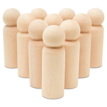 Large Wooden Peg Dolls 5-1/2 Inch, Pack Of 5 Unfinished Jumbo Dad Peg Doll Figures For Peg People Crafts, By Woodpeckers