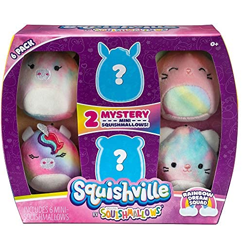 Squishville By Squishmallow Mini Plush Rainbow Dream Squad, Six 2    Rainbow Animals, Irresistibly Soft Colorful Plush, Mini Cat