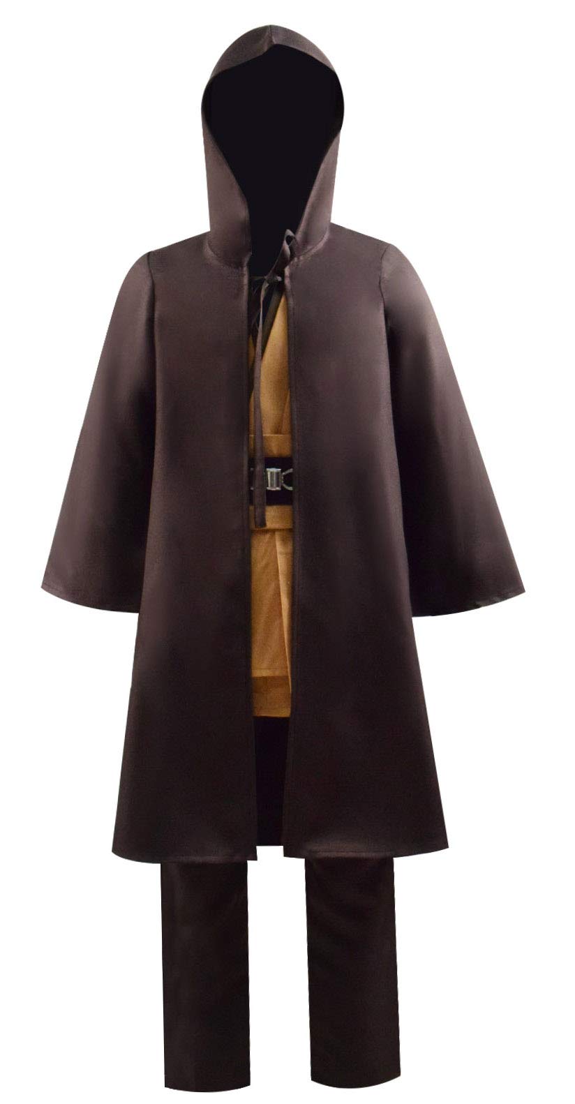 Rongxu Kids Tunic Costume Hooded Robe Outfits Full Set Halloween Cosplay Costume (Medium, Light Brown Full Set)