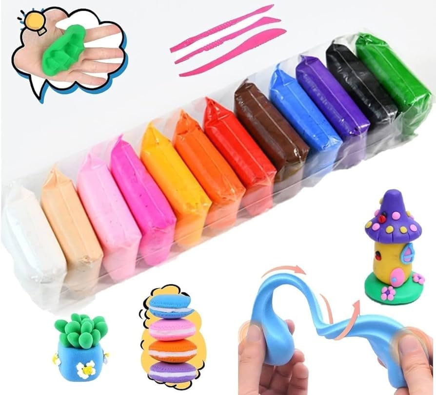 Zokcy (Pack Of 12 Pcs) Colorful Air Dry Clay For Children/Clay For Kids/NonToxic Modeling Magic Fluffy Foam Bouncing Putty Kit 