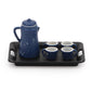 Dollhouse Miniature Spotted Coffee Pot With 4 Cups And Tray Kitchen Accessories 1:12 Scale Appliance Model Japanese Model Dollhouse Ornament Accessories (Blue)