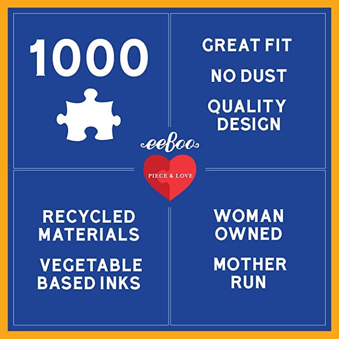 eeBoo: Piece and Love Poppy Bunny 1000-piece square mature-themed Jigsaw Puzzle  Jigsaw Puzzle for mature-themeds and Families  Includes Glossy  Sturdy Pieces and Minimal Puzzle Dust