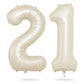 Biapian 40 Inch Cream Number 21 Balloon, 21St Birthday Balloons, Big Digital 21 Or 12 Beige White Giant 21 Foil Balloon Helium F