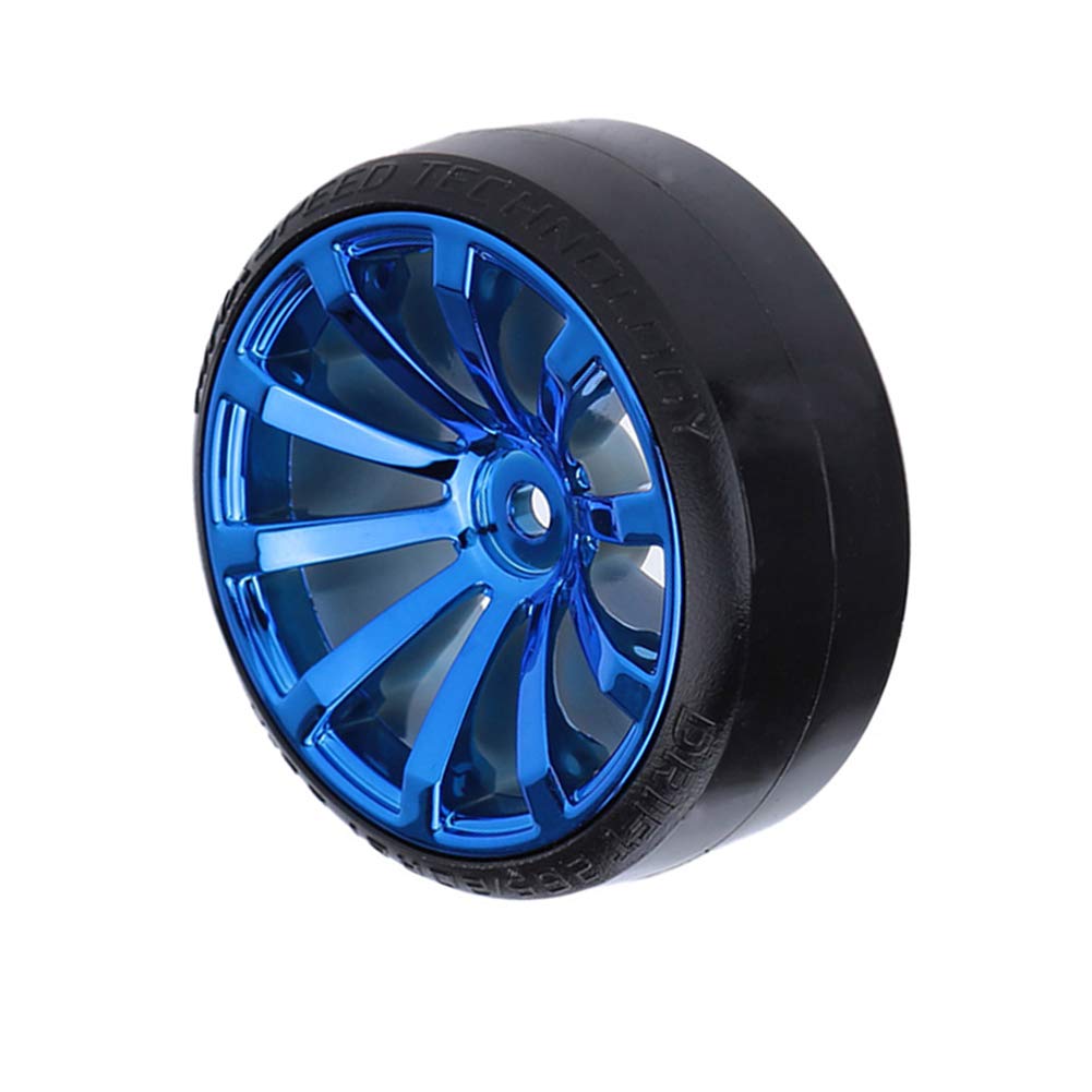 Lafeina Rc Plastic Wheel And Tire Set, 63Mm Hard Tyres For 1/10 Drift Car Hsp Tamiya Hpi Kyosho On-Road Drifting Car (Blue)