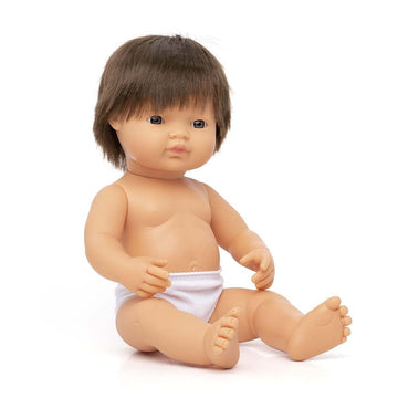 Miniland Educational Anatomically Correct 15'' Baby Doll, Caucasian Boy, Brunette,Multi