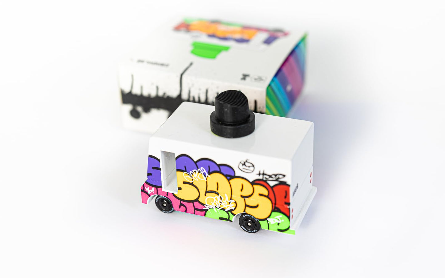 Candylab Toys CANDYCAR Wooden Food Truck Collection - Graffiti Black  enhanced Handcrafted Beech Wood Toy Car