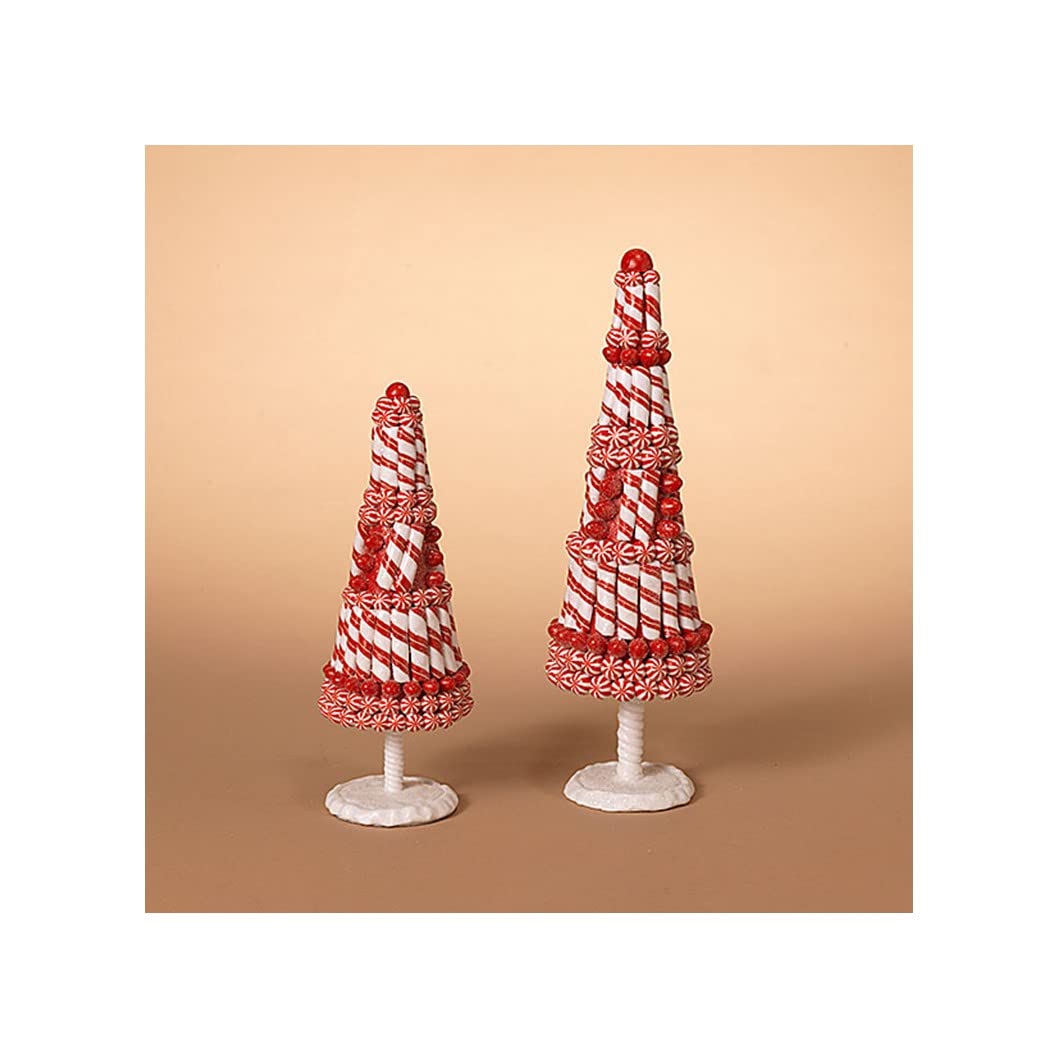 Gerson 2659470 Red And White Clay Dough Candy Tree, Set Of 2