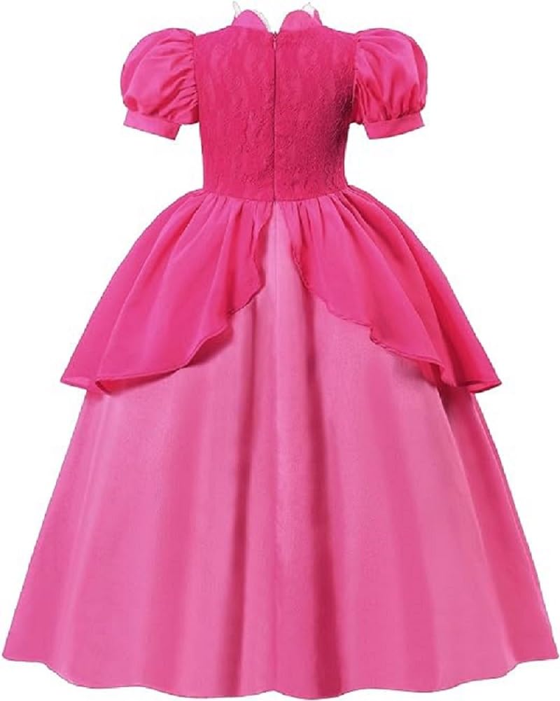 Ruichangxin Princess Peach Cosplay Costume Dress Girls Princess Peach Dress With Crown Gloves And Earrings Party Dress Up