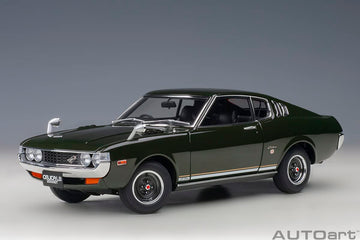 1973 Toyota Celica Liftback 2000GT (RA25) RHD (Right Hand Drive) Moss Green 1/18 Model Car by Autoart