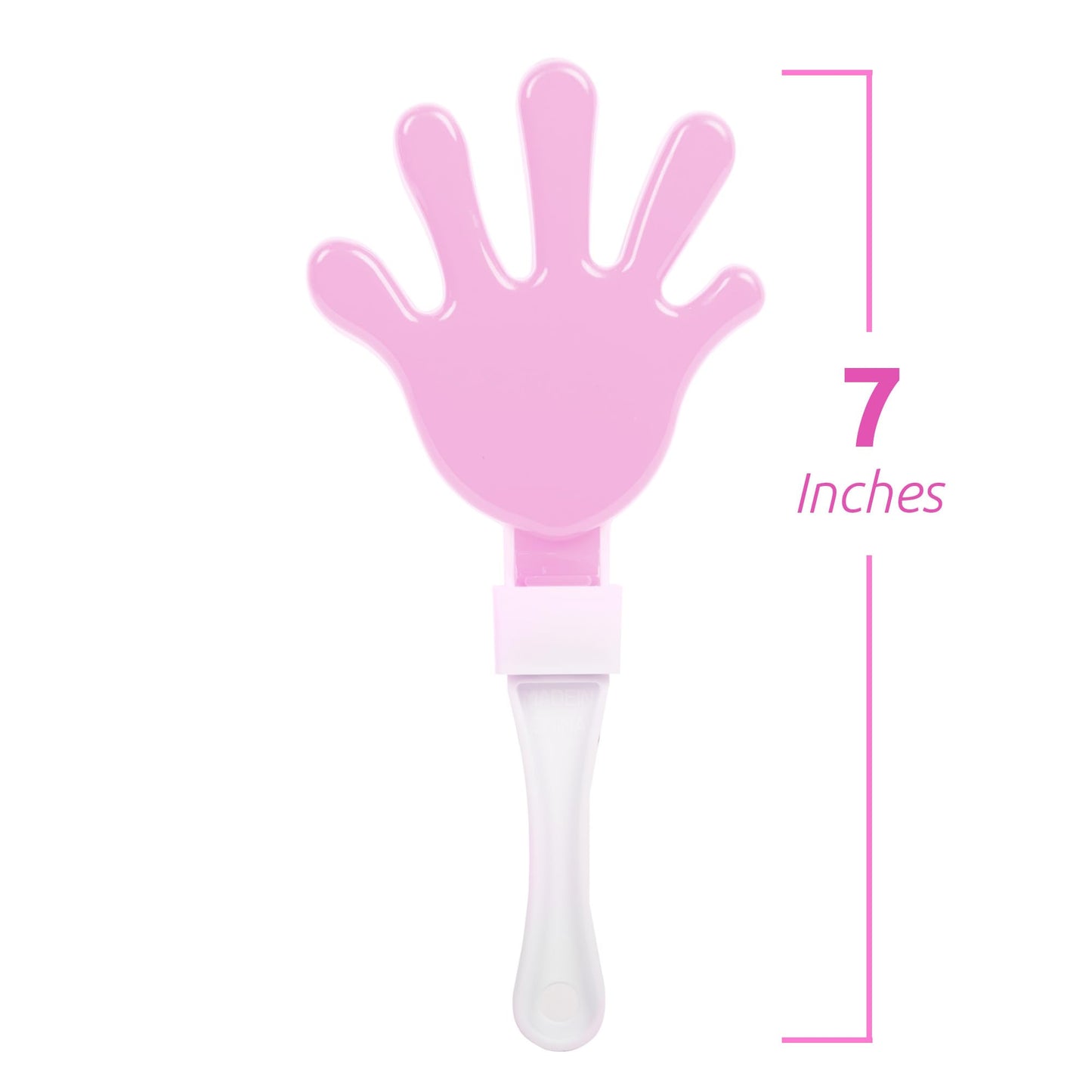 Windy City Novelties 12-Pack 7 Inch Mini Hand Clappers Noisemakers in Bulk (Pink/White)