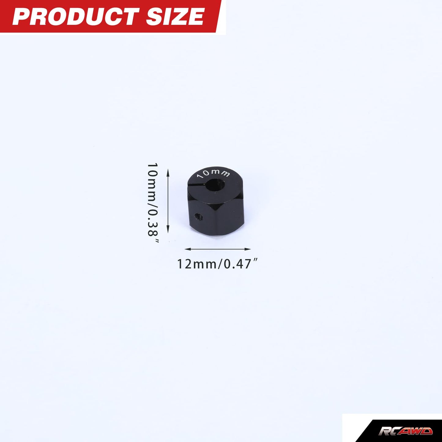 RCAWD for UTB18 Capra 12mm Wheel Hex Hub Adaptor Upgrades H12*10mm Parts # AXI212015, for Axial 1/18#AXI01002 Black