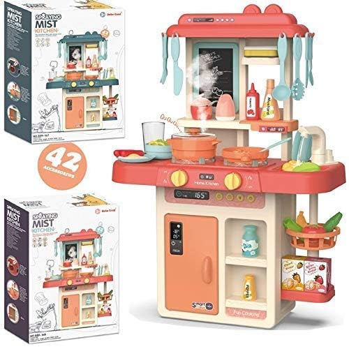 BELLABOTA Kitchen Play Set Simulated Spray Pretend Play Set Cooking Set for Kids (42 Pcs_Multicolor)