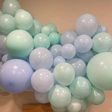 Blue And Green Balloons, 60 Pcs Light Blue Mint Green Balloon Set With Gold Confetti Metallic Gold Balloons, 12 Inch Baby Pastel