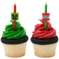 DecoPac Minecraft Birthday Cake Candles - 6 Red & Green Striped Wax Cake Toppers for Party Decorations, Model 47672