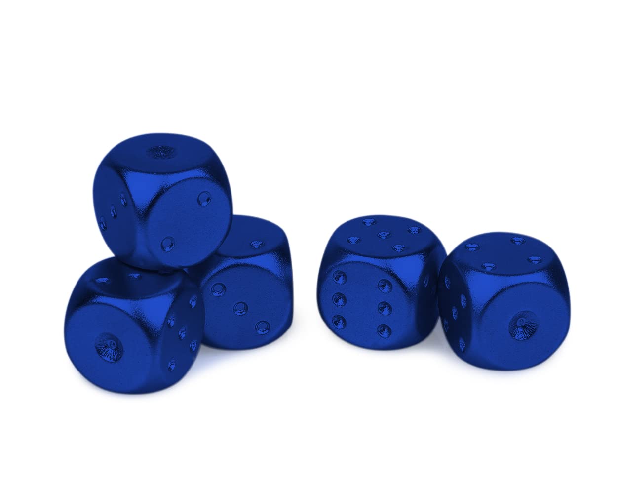 DS.DISTINCTIVE STYLE Aluminum Alloy Dice 5 Pieces 16mm Portable Metal Dices with Case 6 Sided Dice forParty Game (Blue Rectangle