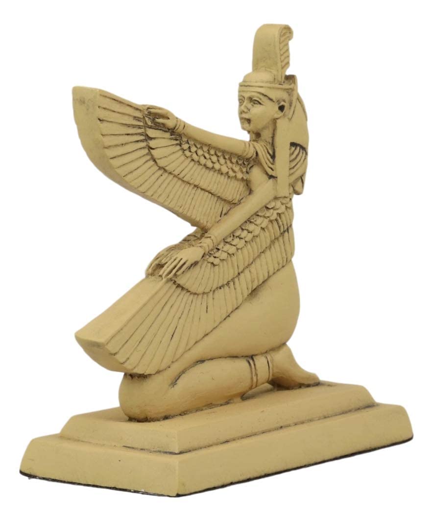 Ebros Ancient Egyptian Hieroglyphic Kneeling Winged Goddess Maat Mini Figurine 3.25' High Gods And Goddesses Of Egypt Miniature Hieroglyph Decor Sculpture Collectible Deity Of Truth And Justice Statue