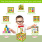 TOYVENTIVE Wooden Activity Cube - Montessori Sensory Toy for 1-2 Year Olds, Blue Table-Top Size, Perfect Birthday Gift with Bonus First Words Book