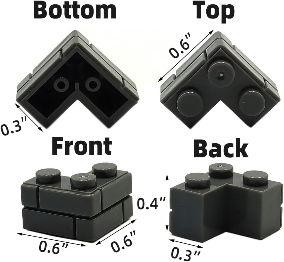 YUJHITP 200 Pcs Dark Gray 1+2 Masonry Profile Bricks, Classic Dark Gray Building Wall Bricks Blocks Bulk, Compatible with Lego P