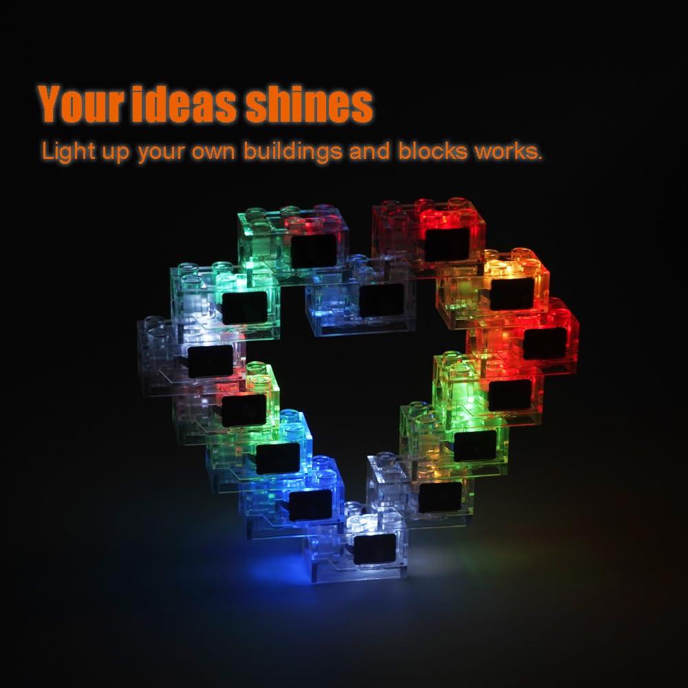 Pamvava Lights Bricks Kit Led Light Up, 14 Pieces 2X3 Classic Transparent Accessories Brick Set, Compatible With Major Brands