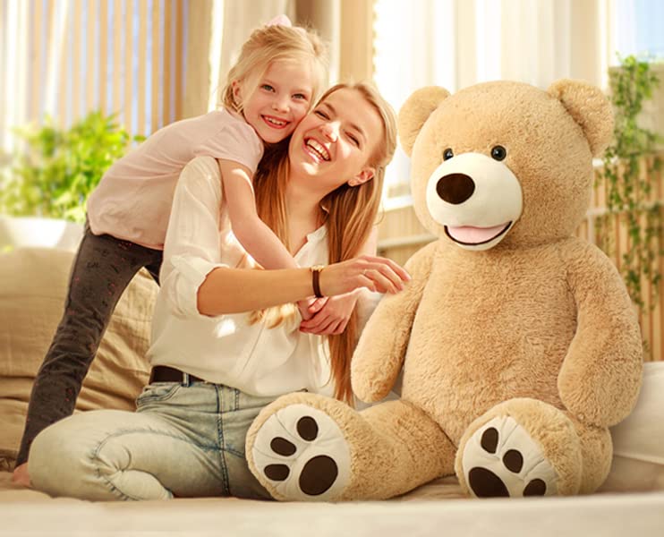 MorisMos 51" Giant Teddy Bear - Light Brown Plush Stuffed Animal with Big Footprints, Perfect Gift for Girlfriends and Boyfriends