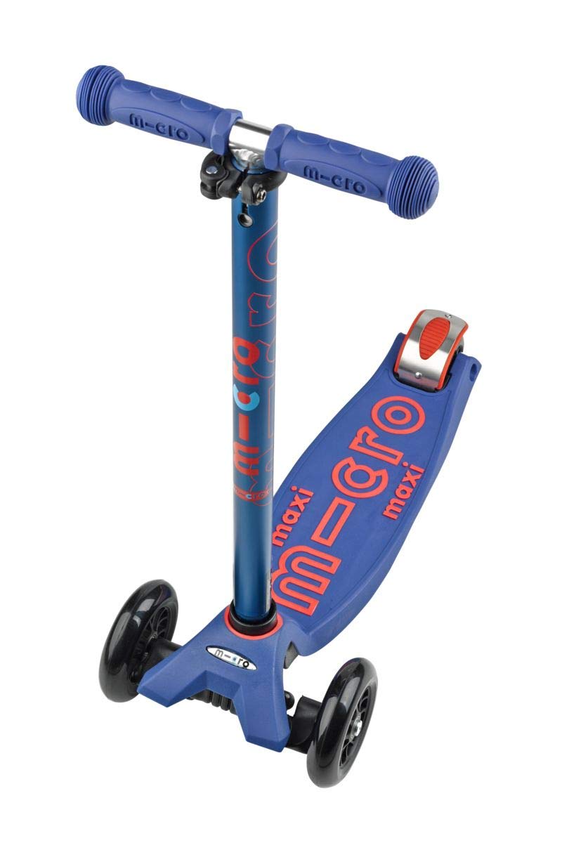 Micro Kickboard Maxi Deluxe Scooter - 3-Wheeled, Lean-to-Steer, Blue, Kids, Model MMD023, Polyurethane Material