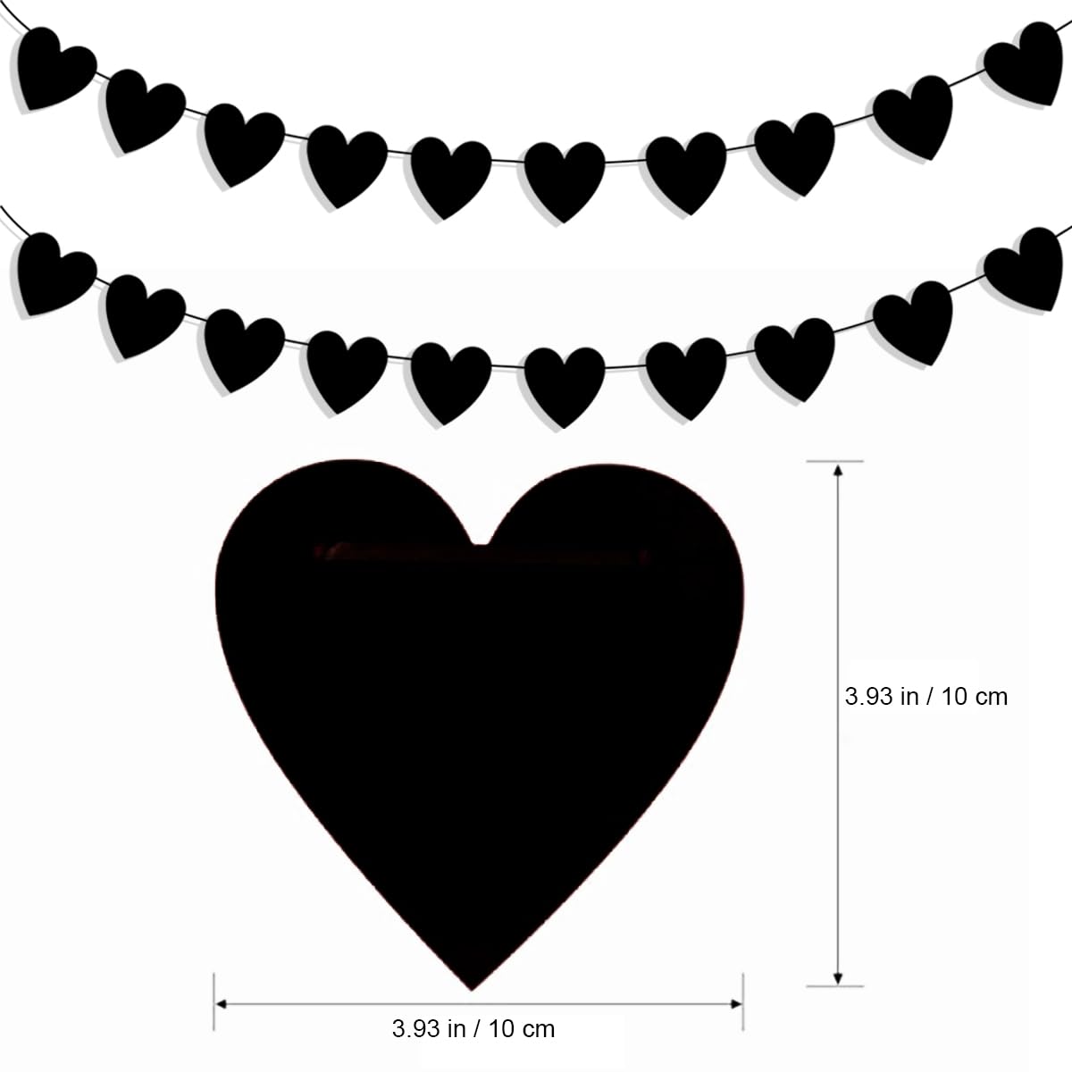IGJUR 2 Pack Black Heart Garland Banner Goth Garland Gothic Garland Valentines Banner for Emo Party Black Valentines Day Decor G