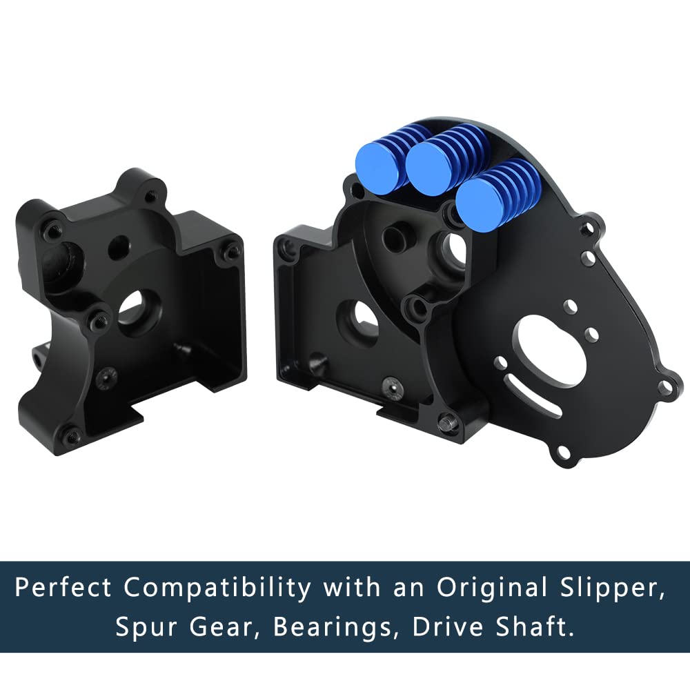 GLOBACT for 1/10 Slash 2wd Transmission Stampede Rustler 2wd Aluminum Transmission Case Gearbox Parts with Aluminum Motor Plate