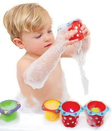 Nuby 5-Piece Splish Splash Stacking Cups Baby Bath Toy