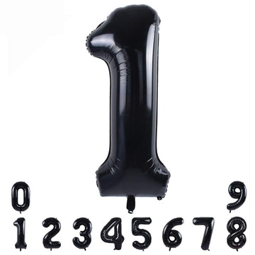 Toniful 40 Inch Black Large Numbers Balloons0-9, Number 1 Digital 1 Helium Balloons,Foil Mylar Big Number Balloons For Birthday
