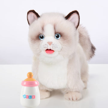 Electronic Interactive Cat Simulation Ragdoll Cat-Realistic Handmade Toy Cat With Walking, Barking, Wagging Tail & Talking-Like 