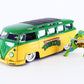 Jada 1:24 Diecast 1962 Vw Bus With Tmnt Leo, Green