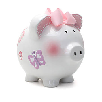 Child To Cherish Ceramic Piggy Bank For Girls, Butterfly
