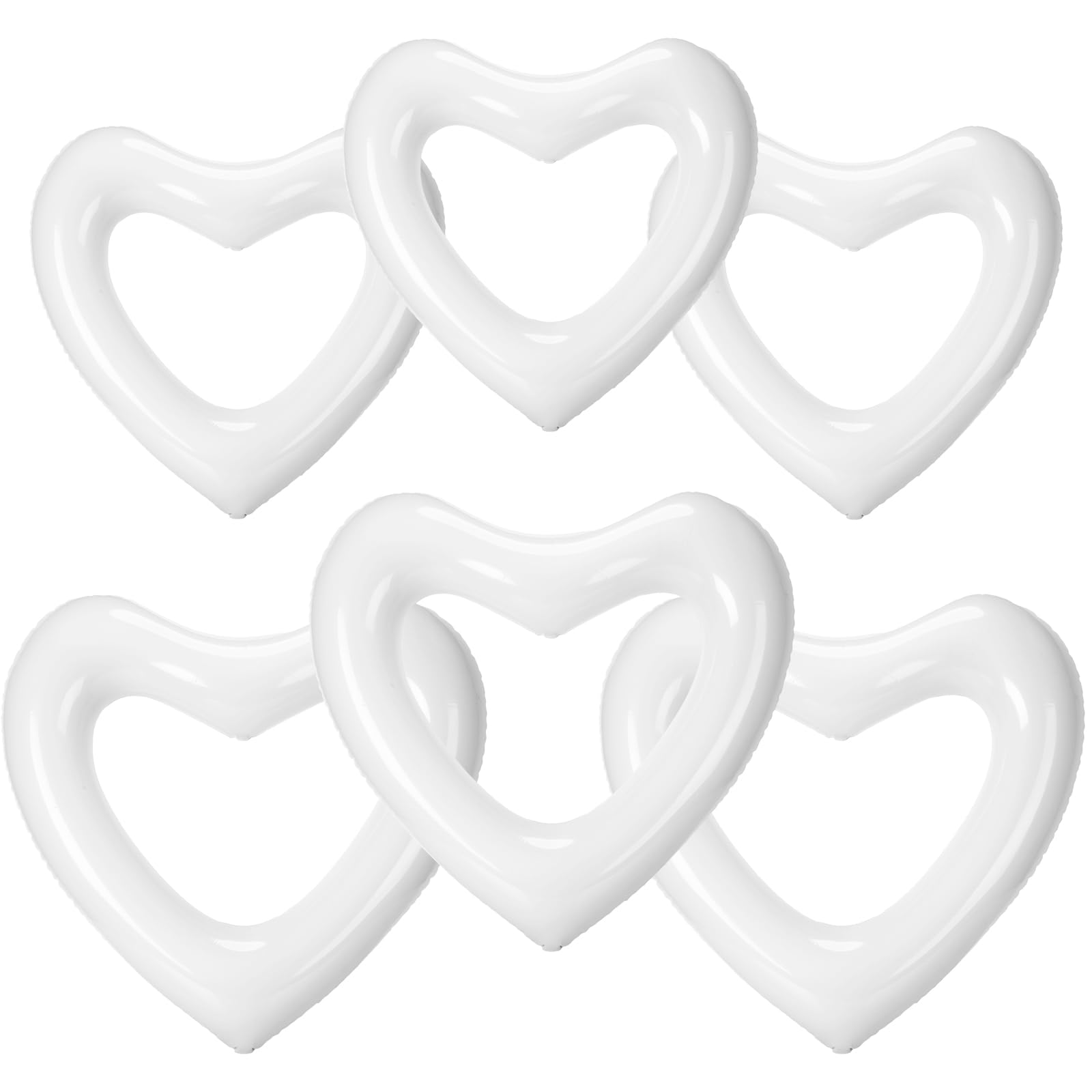 Lenwen 6 Pack Inflatable Heart Pool Float 43''/ 31'' Blow Up Heart Shaped Swimming Tube For Valentines Wedding Bachelorette Brid
