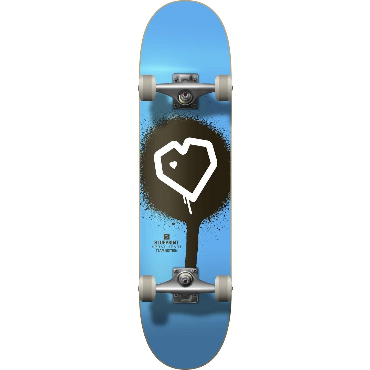 Blueprint Spray Heart Skateboard Complete 7.5 BLU/Silver
