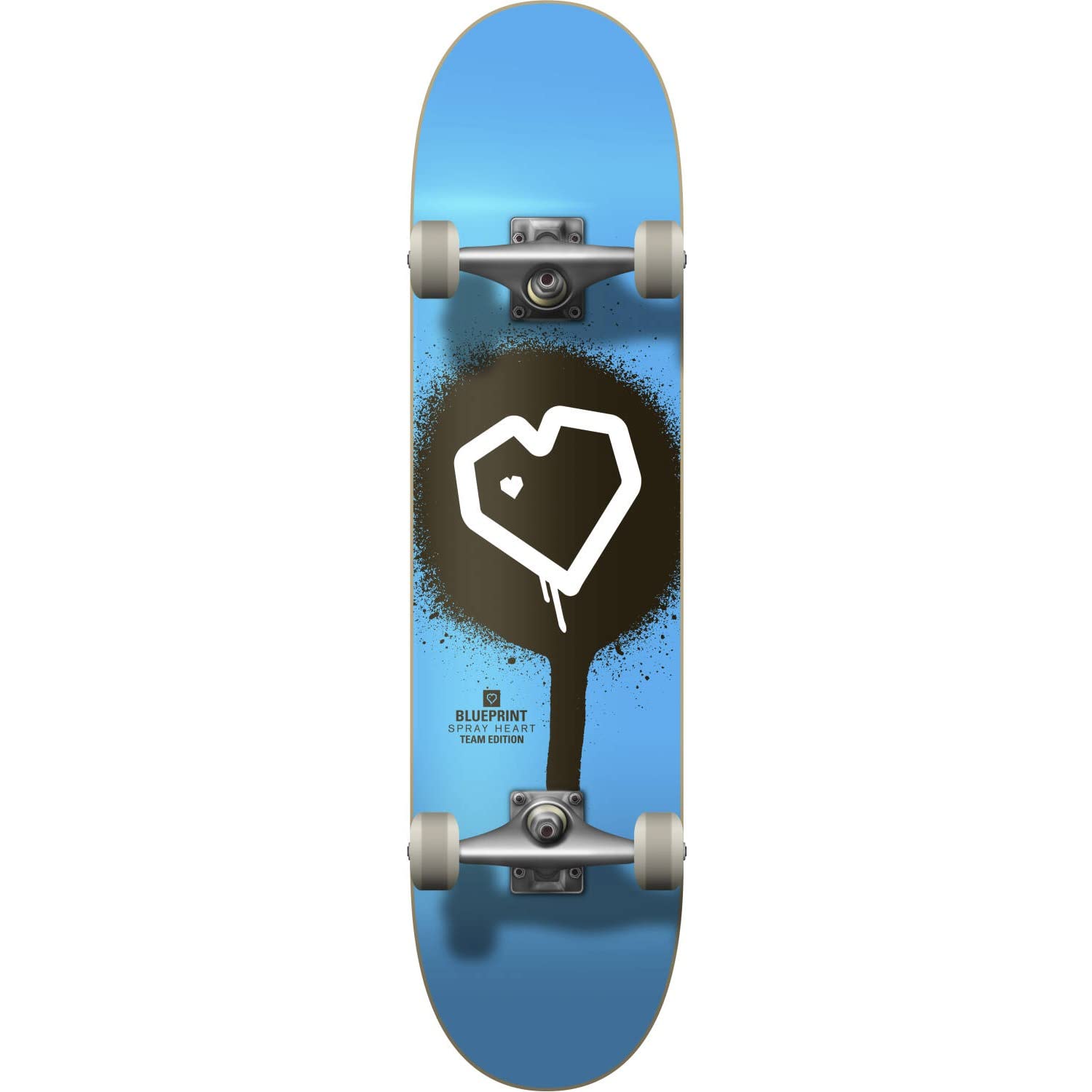 Blueprint Spray Heart Skateboard Complete 7.5 BLU/Silver